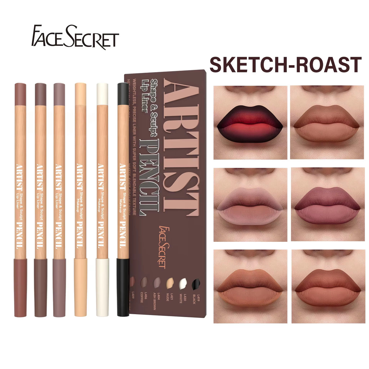 6Pcs Velvet Matte Lip Liner Set - Long-Lasting Versatile Shades Longlasting Lip Makeup Berry, Brown, Pink Lip Pencil