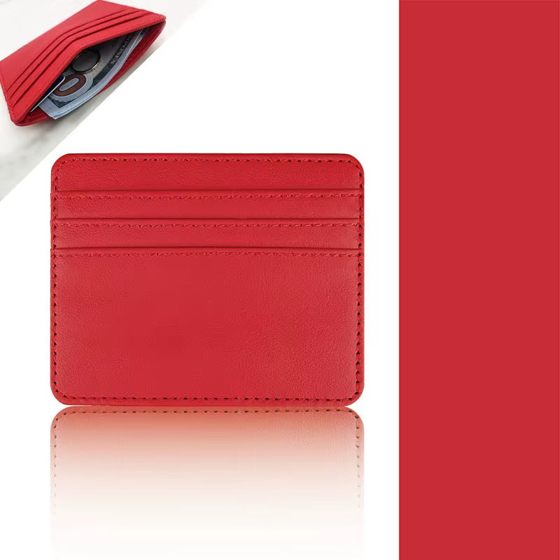 PU Leather ID Card Case - Slim Multi-Slot Holder for Bank/Credit Cards