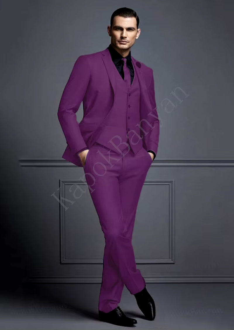 New Grey Mens Suit Groom Suit Cheap Formal Man Suits for Wedding Best Men Slim Fit Groom Tuxedos for Man(Jacket+Vest+Pants)Terno