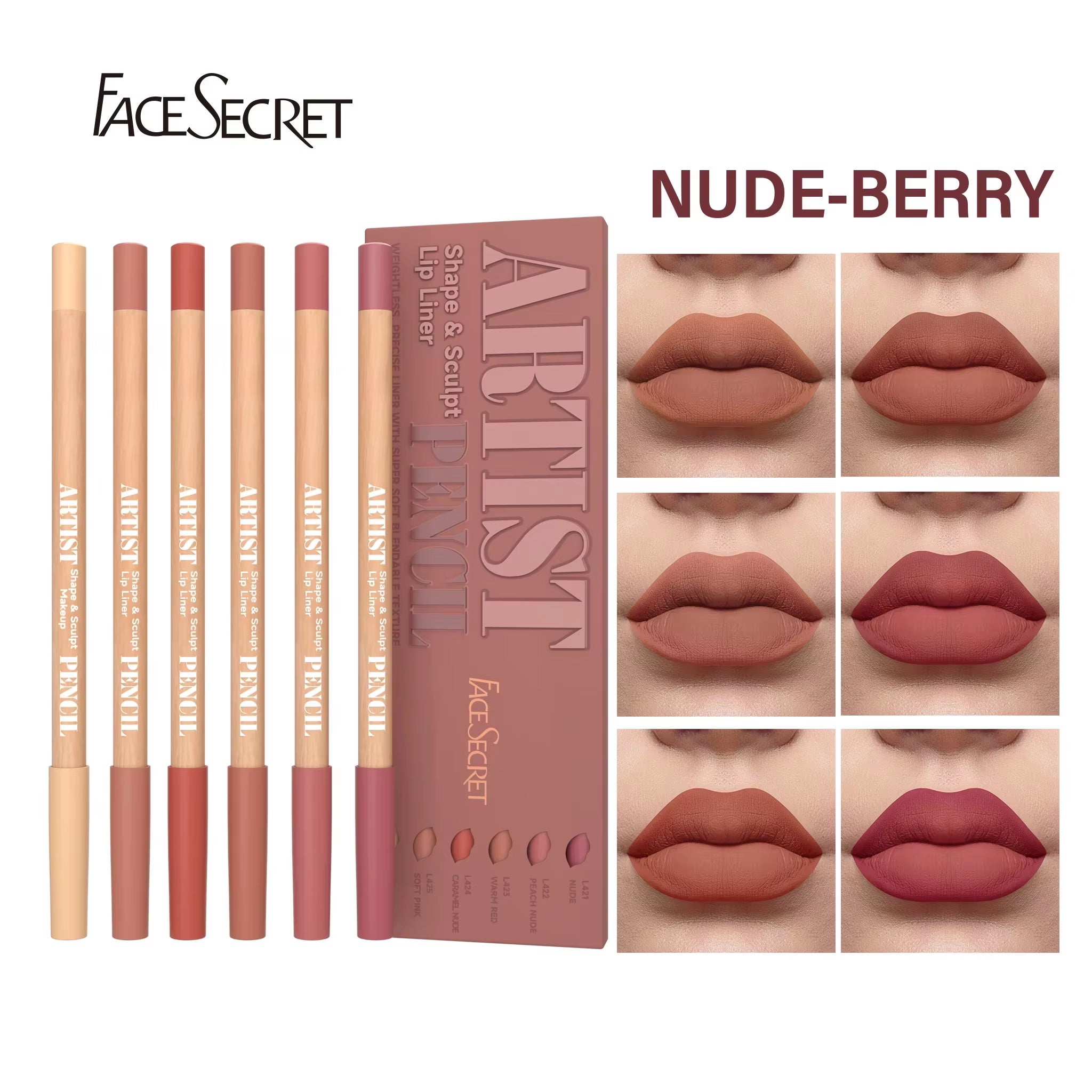 6Pcs Velvet Matte Lip Liner Set - Long-Lasting Versatile Shades Longlasting Lip Makeup Berry, Brown, Pink Lip Pencil