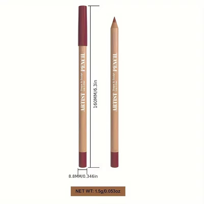 6Pcs Velvet Matte Lip Liner Set - Long-Lasting Versatile Shades Longlasting Lip Makeup Berry, Brown, Pink Lip Pencil